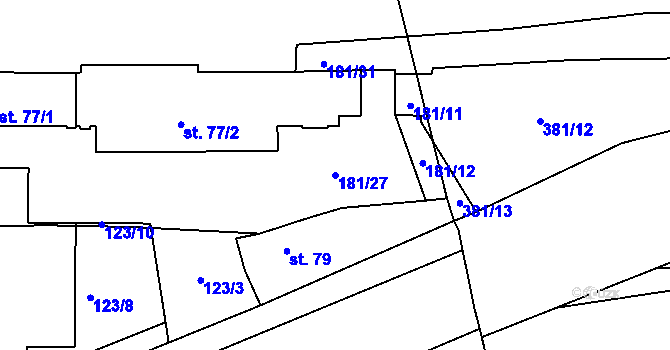 Parcela st. 181/27 v KÚ Dušníky u Rudné, Katastrální mapa