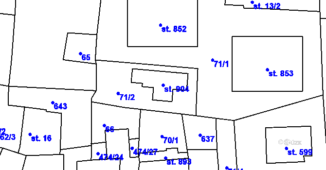 Parcela st. 904 v KÚ Dušníky u Rudné, Katastrální mapa