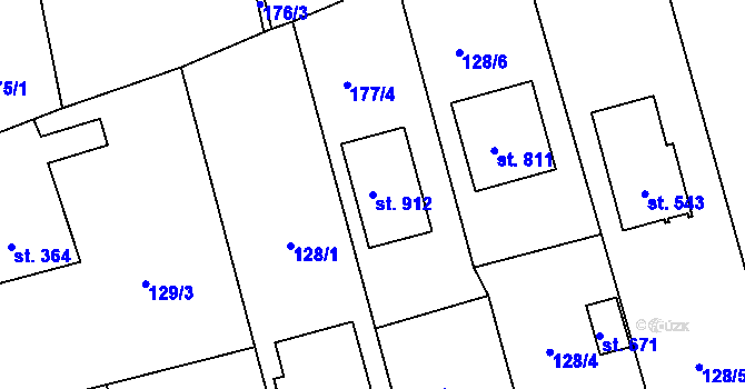 Parcela st. 912 v KÚ Dušníky u Rudné, Katastrální mapa