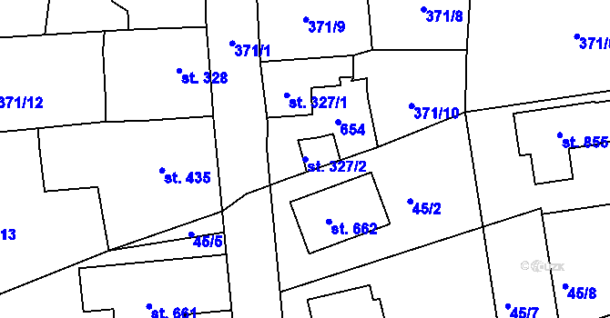 Parcela st. 327/2 v KÚ Dušníky u Rudné, Katastrální mapa