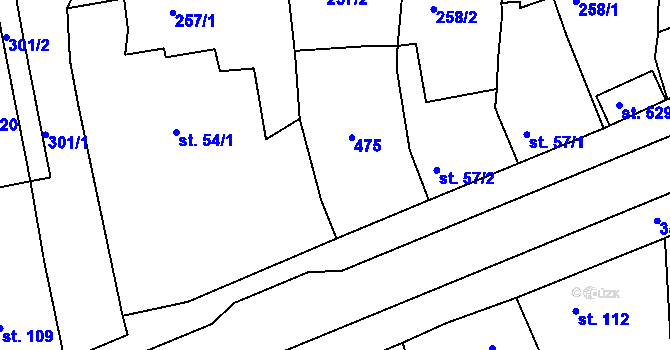Parcela st. 58 v KÚ Hořelice, Katastrální mapa