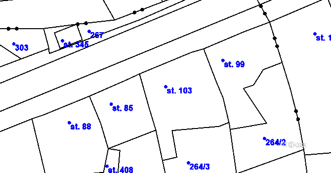 Parcela st. 103 v KÚ Hořelice, Katastrální mapa