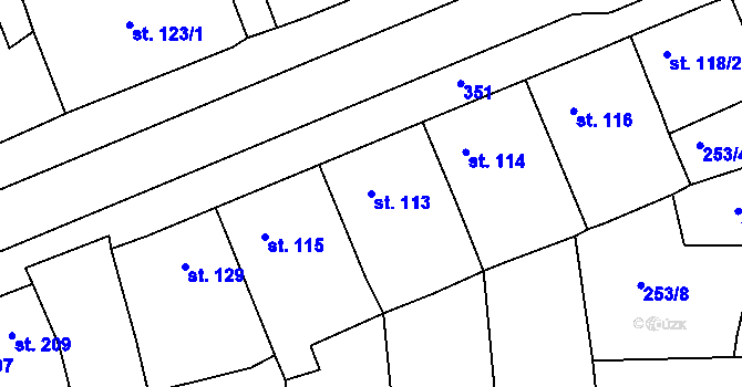 Parcela st. 113 v KÚ Hořelice, Katastrální mapa