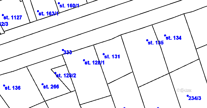Parcela st. 131 v KÚ Hořelice, Katastrální mapa