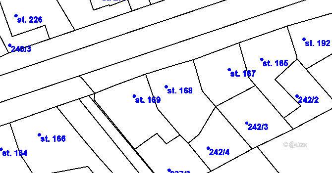Parcela st. 168 v KÚ Hořelice, Katastrální mapa