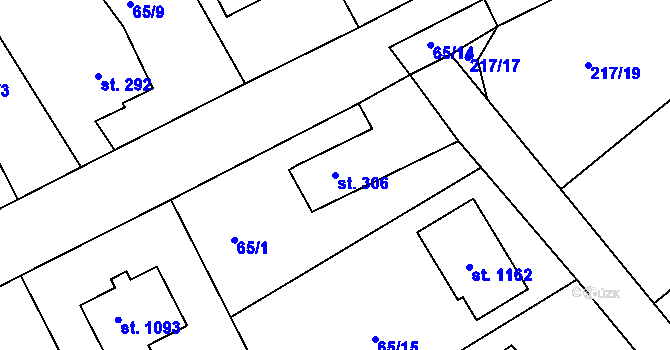 Parcela st. 306 v KÚ Hořelice, Katastrální mapa