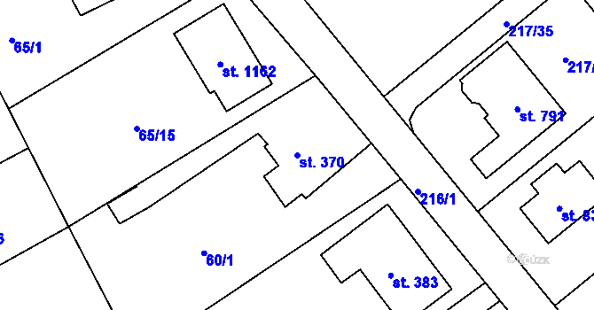 Parcela st. 370 v KÚ Hořelice, Katastrální mapa