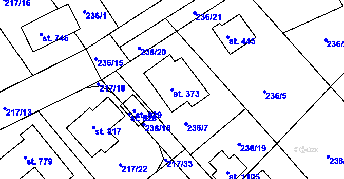 Parcela st. 373 v KÚ Hořelice, Katastrální mapa