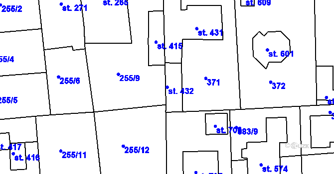 Parcela st. 432 v KÚ Hořelice, Katastrální mapa