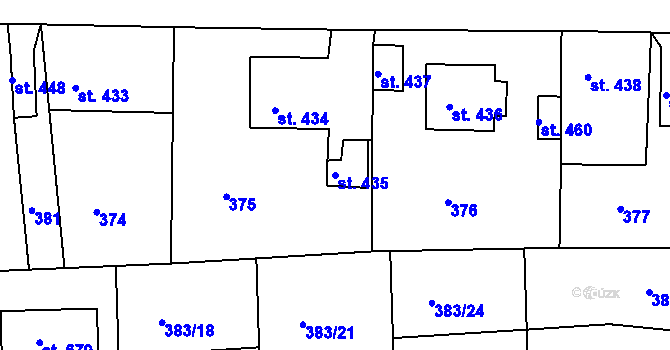 Parcela st. 435 v KÚ Hořelice, Katastrální mapa