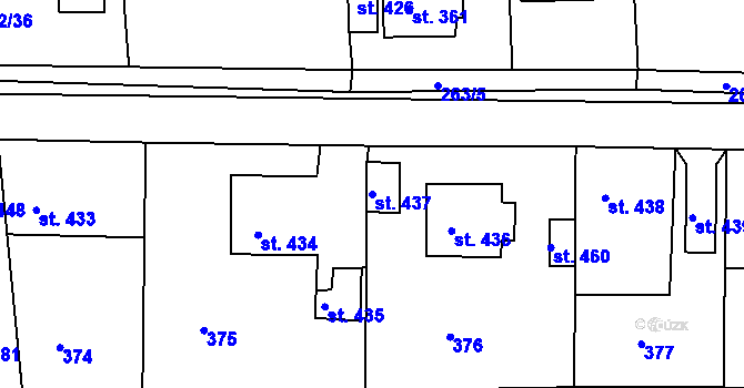 Parcela st. 437 v KÚ Hořelice, Katastrální mapa