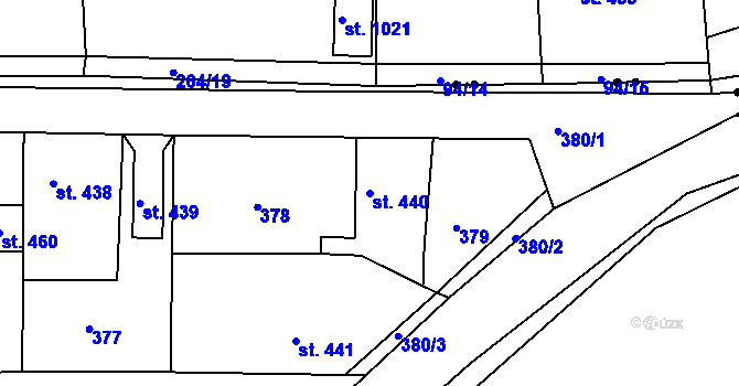 Parcela st. 440 v KÚ Hořelice, Katastrální mapa