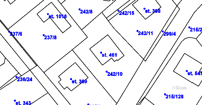 Parcela st. 461 v KÚ Hořelice, Katastrální mapa