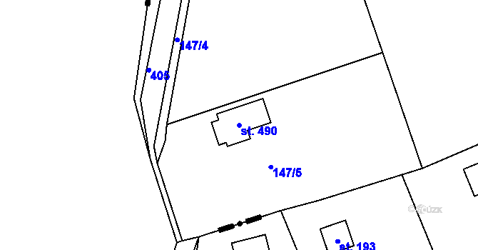 Parcela st. 490 v KÚ Hořelice, Katastrální mapa