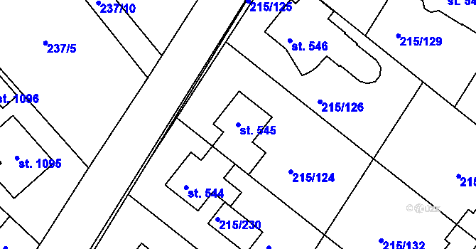 Parcela st. 545 v KÚ Hořelice, Katastrální mapa