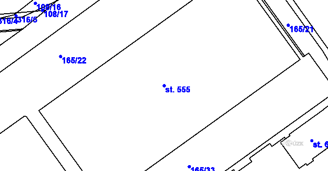 Parcela st. 555 v KÚ Hořelice, Katastrální mapa