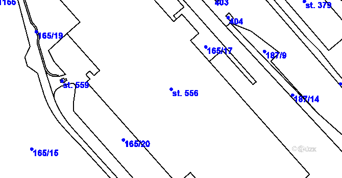 Parcela st. 556 v KÚ Hořelice, Katastrální mapa