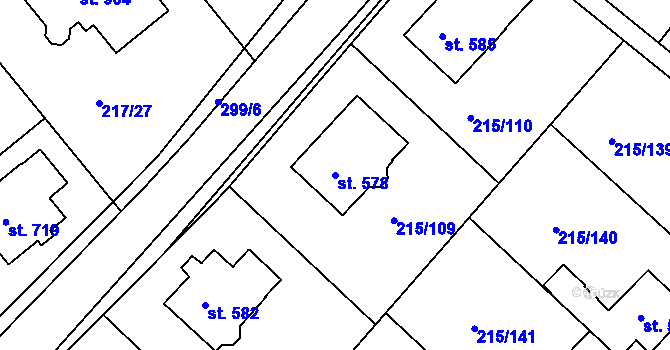 Parcela st. 578 v KÚ Hořelice, Katastrální mapa