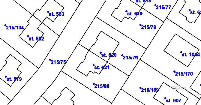 Parcela st. 620 v KÚ Hořelice, Katastrální mapa