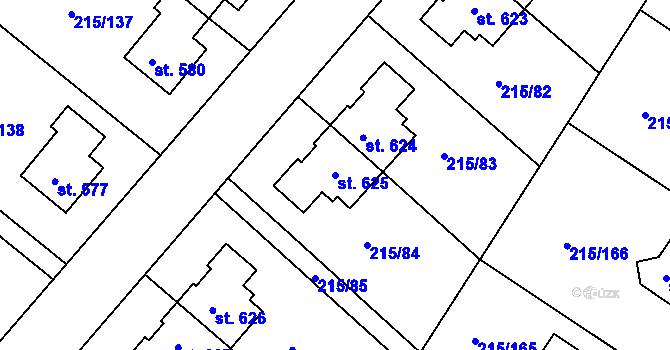 Parcela st. 625 v KÚ Hořelice, Katastrální mapa