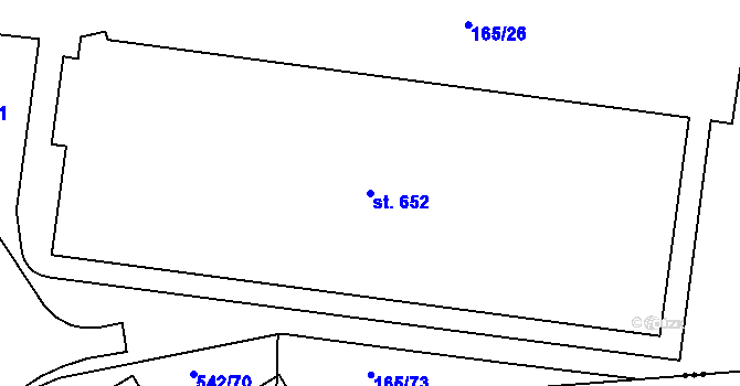 Parcela st. 652 v KÚ Hořelice, Katastrální mapa