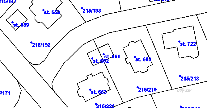 Parcela st. 661 v KÚ Hořelice, Katastrální mapa