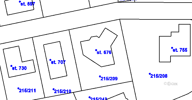 Parcela st. 676 v KÚ Hořelice, Katastrální mapa