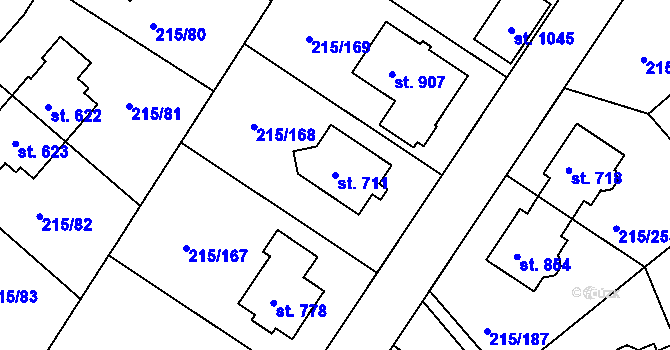 Parcela st. 711 v KÚ Hořelice, Katastrální mapa