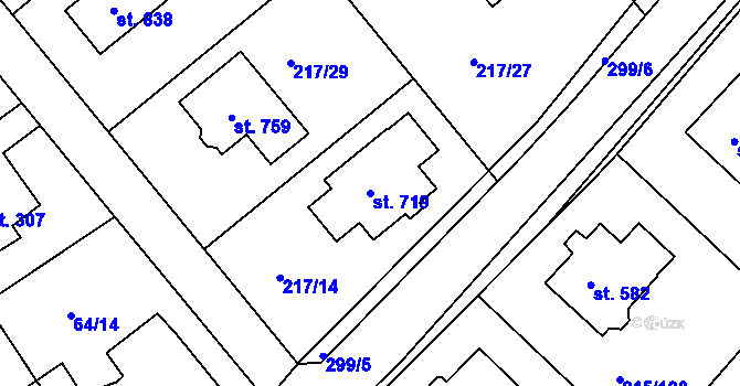 Parcela st. 719 v KÚ Hořelice, Katastrální mapa
