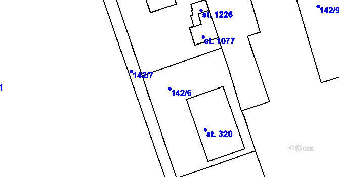 Parcela st. 142/6 v KÚ Hořelice, Katastrální mapa