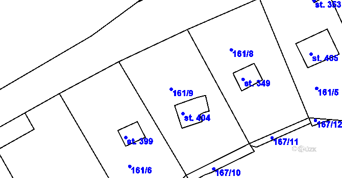 Parcela st. 161/9 v KÚ Hořelice, Katastrální mapa
