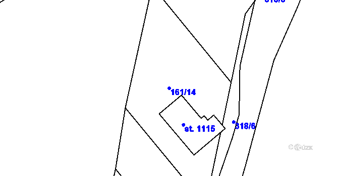 Parcela st. 161/14 v KÚ Hořelice, Katastrální mapa