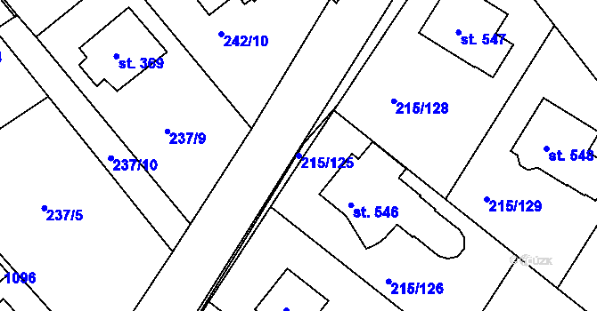 Parcela st. 215/125 v KÚ Hořelice, Katastrální mapa