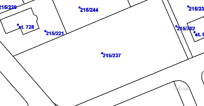Parcela st. 215/237 v KÚ Hořelice, Katastrální mapa