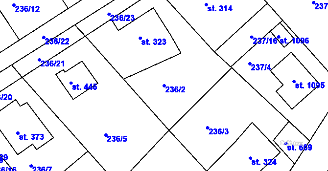 Parcela st. 236/2 v KÚ Hořelice, Katastrální mapa
