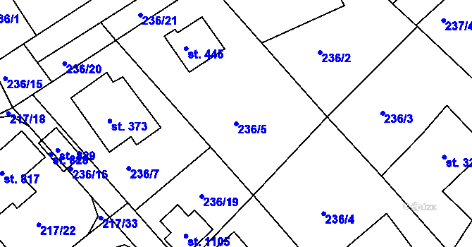 Parcela st. 236/5 v KÚ Hořelice, Katastrální mapa