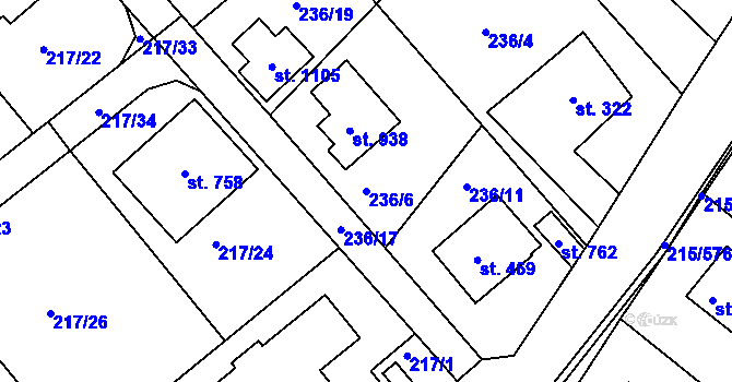 Parcela st. 236/6 v KÚ Hořelice, Katastrální mapa