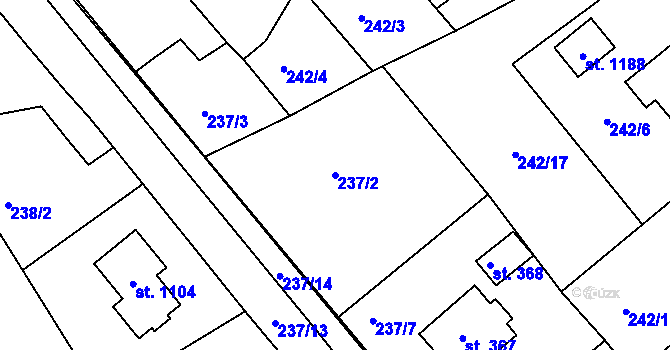 Parcela st. 237/2 v KÚ Hořelice, Katastrální mapa