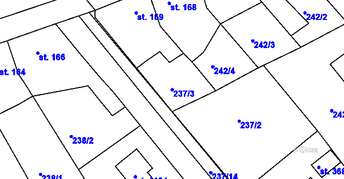 Parcela st. 237/3 v KÚ Hořelice, Katastrální mapa
