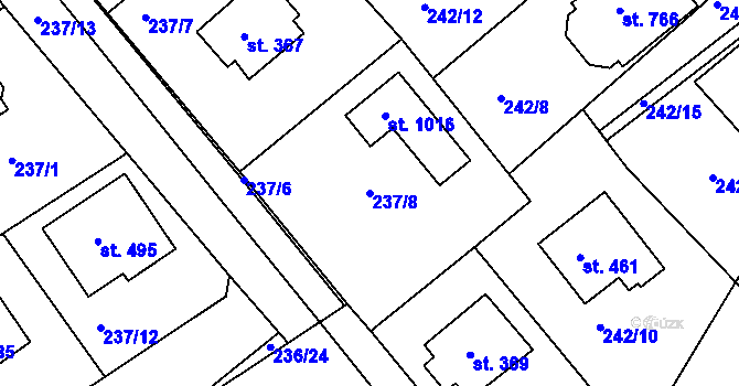 Parcela st. 237/8 v KÚ Hořelice, Katastrální mapa