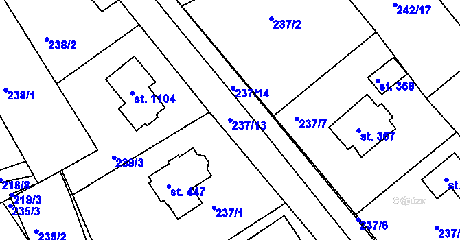 Parcela st. 237/13 v KÚ Hořelice, Katastrální mapa