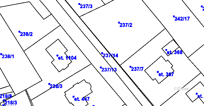 Parcela st. 237/14 v KÚ Hořelice, Katastrální mapa