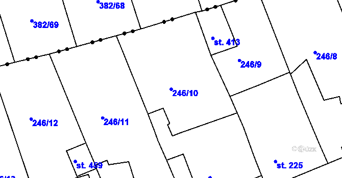 Parcela st. 246/10 v KÚ Hořelice, Katastrální mapa