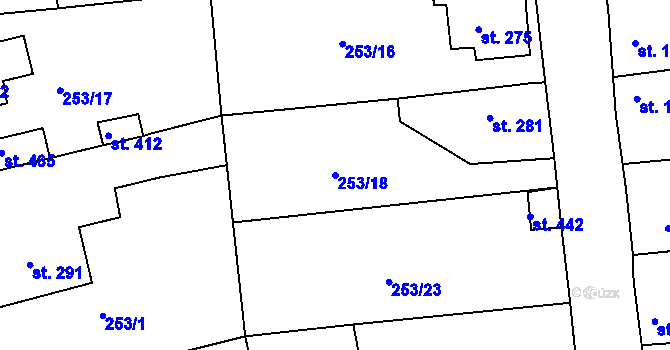 Parcela st. 253/18 v KÚ Hořelice, Katastrální mapa