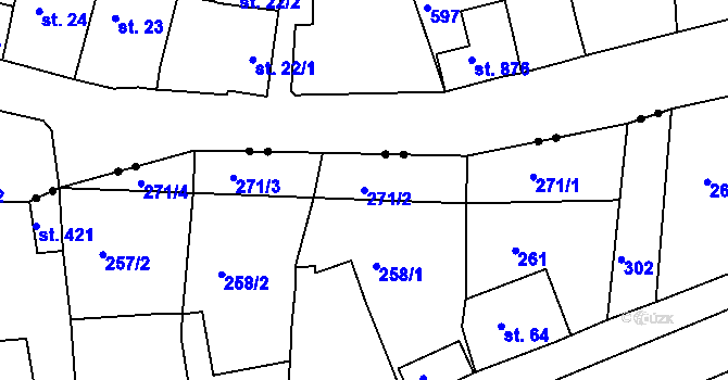 Parcela st. 271/2 v KÚ Hořelice, Katastrální mapa