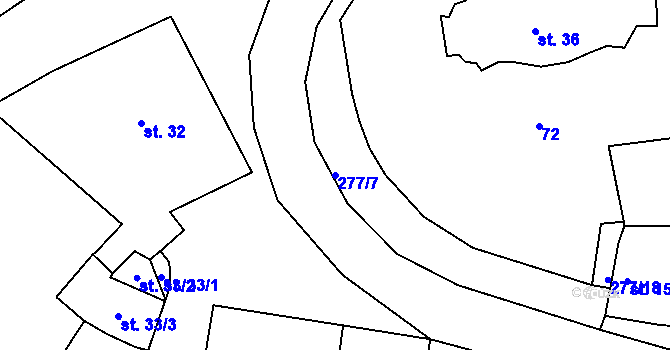 Parcela st. 277/7 v KÚ Hořelice, Katastrální mapa