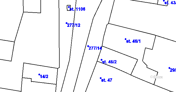 Parcela st. 277/14 v KÚ Hořelice, Katastrální mapa