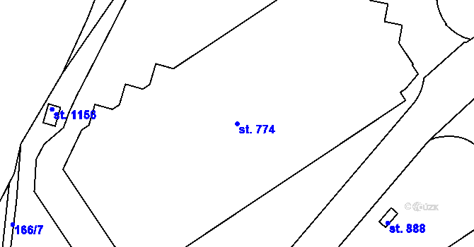 Parcela st. 774 v KÚ Hořelice, Katastrální mapa