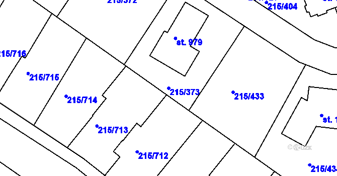 Parcela st. 215/373 v KÚ Hořelice, Katastrální mapa