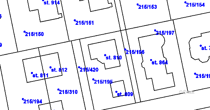 Parcela st. 810 v KÚ Hořelice, Katastrální mapa